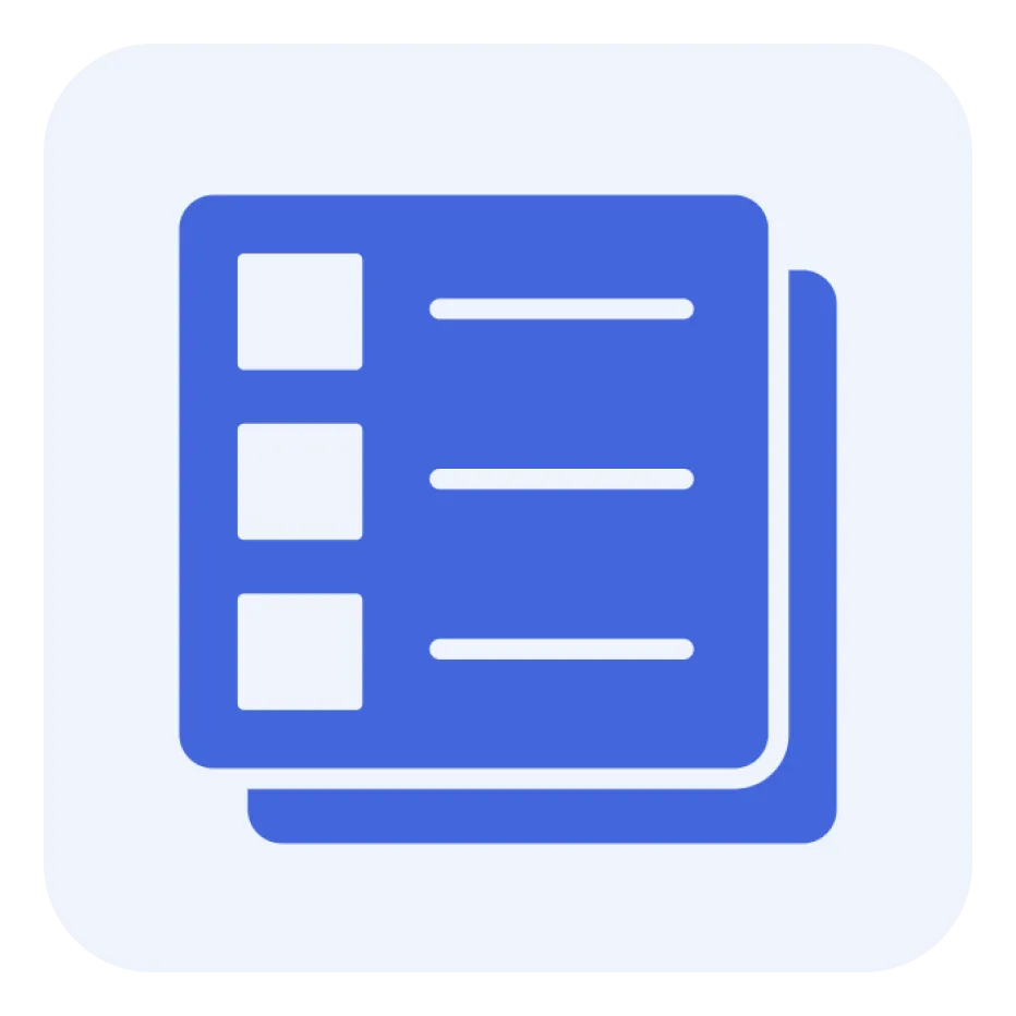 Une icône bleue de tête de robot ou de chatbot sur un fond carré blanc.