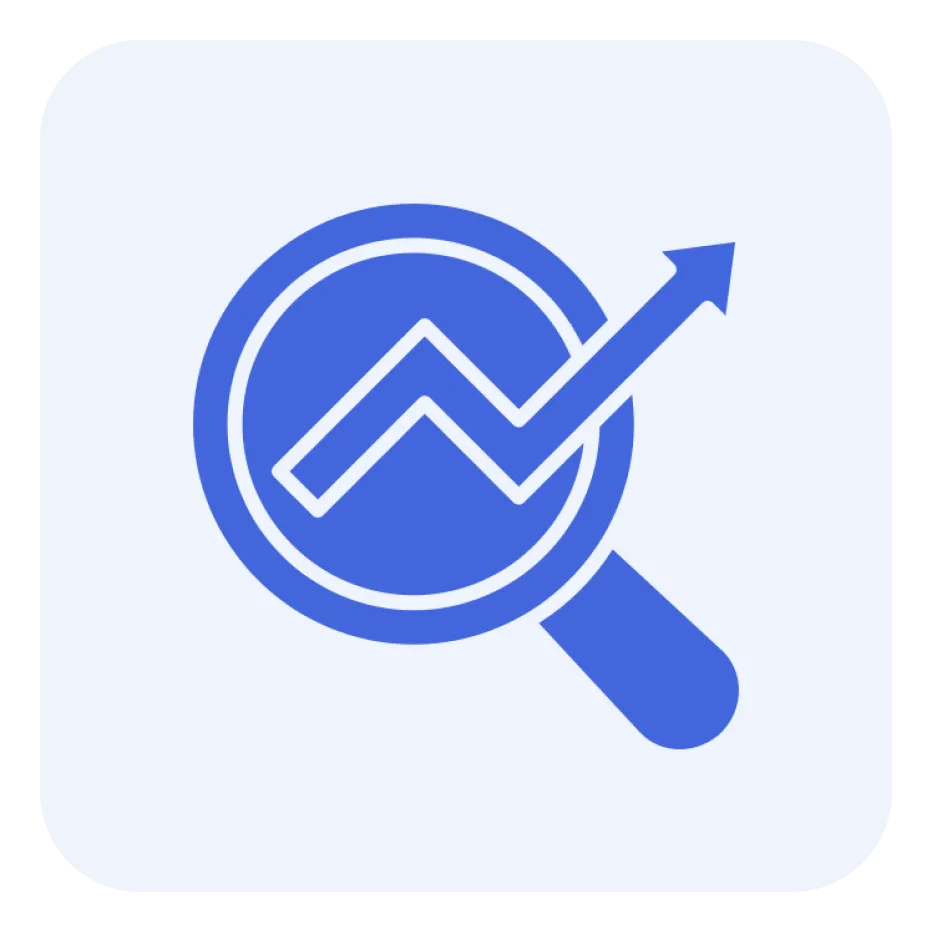 Une icône bleue de tête de robot ou de chatbot sur un fond carré blanc.