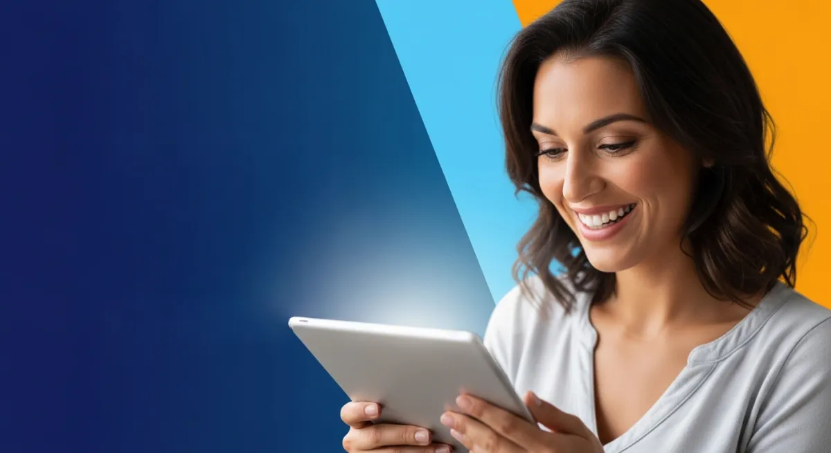 Woman looking at tablet