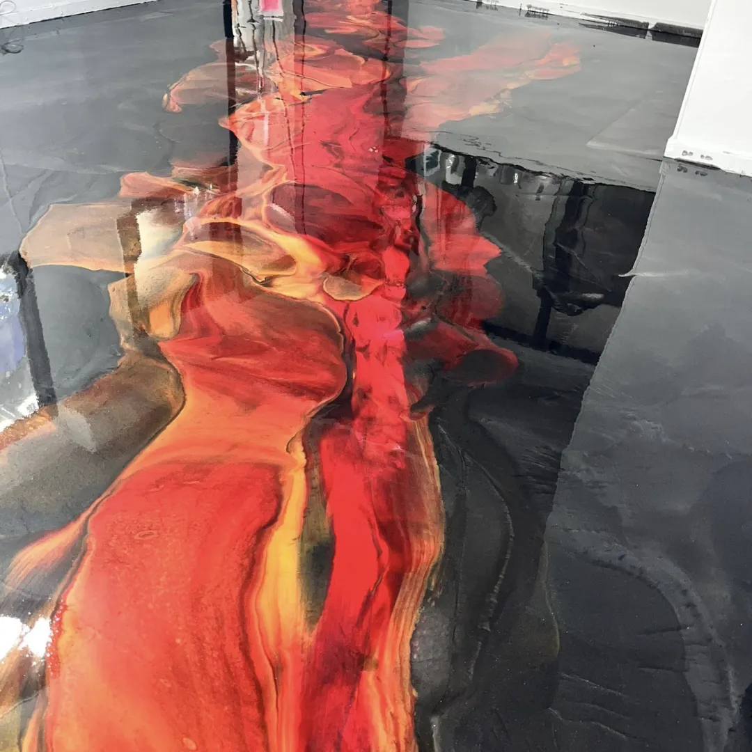 Metallic epoxy floor Auckland showroom