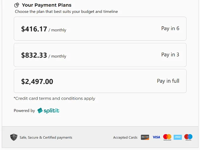 splitit payment plans