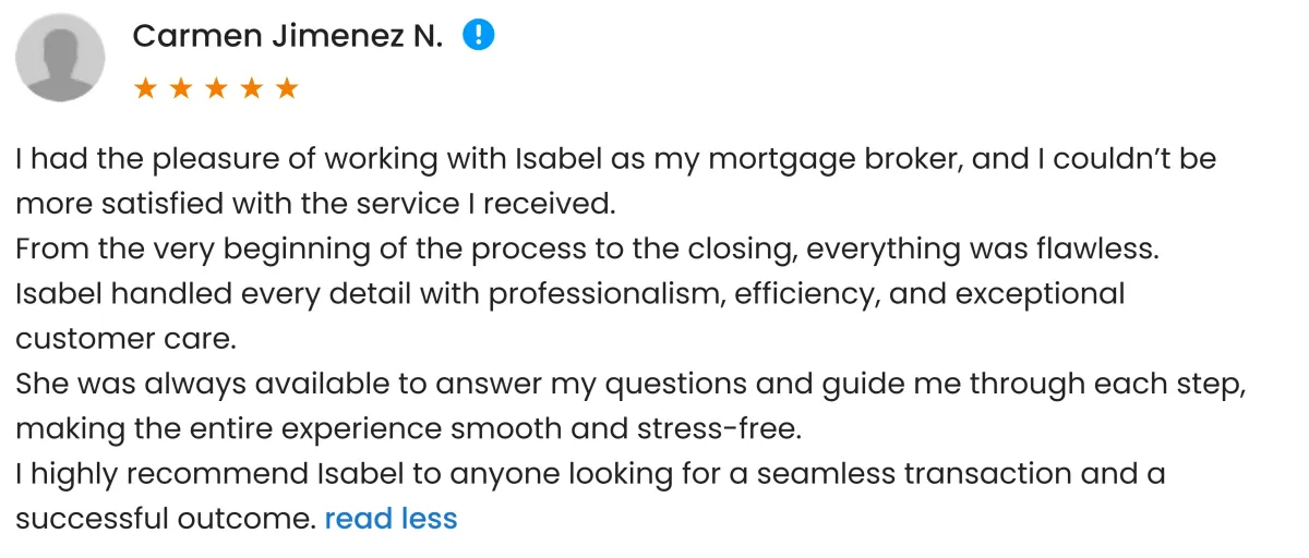 Isabelle Mortgages testimonial