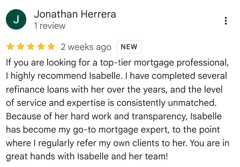 Isabelle Mortgages Advisor testimonial
