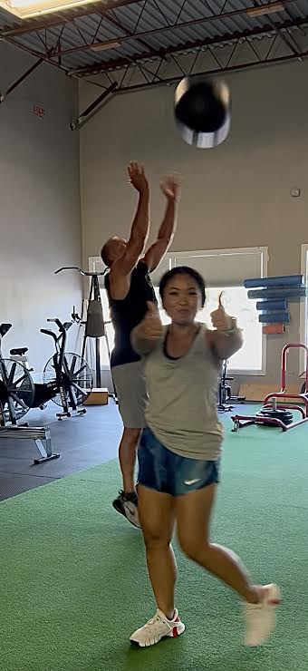 woman doing workout in room