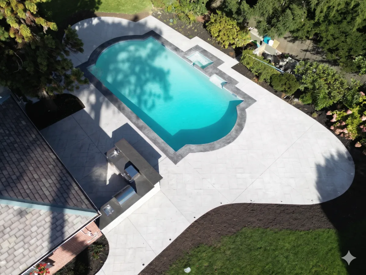 Modern house with swimming pool and car