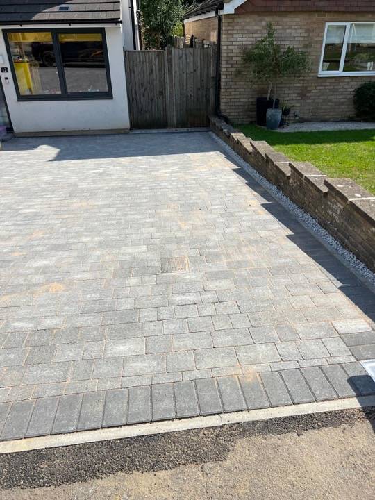 Block paved driveway with integrated drainage channel in Aylesbury