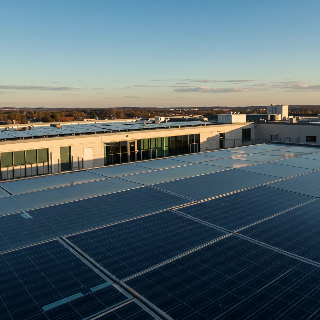 Solar panels on a school building