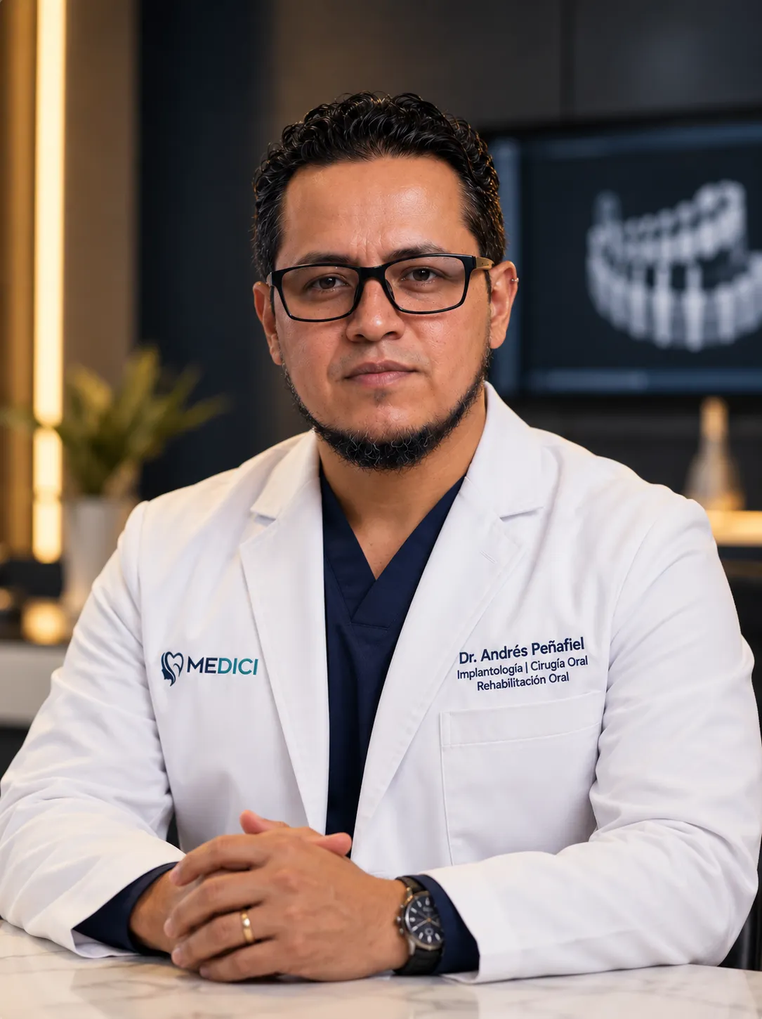 Retrato profesional del Dr. Andrés Peñafiel especialista en Implantología y Cirugía Oral