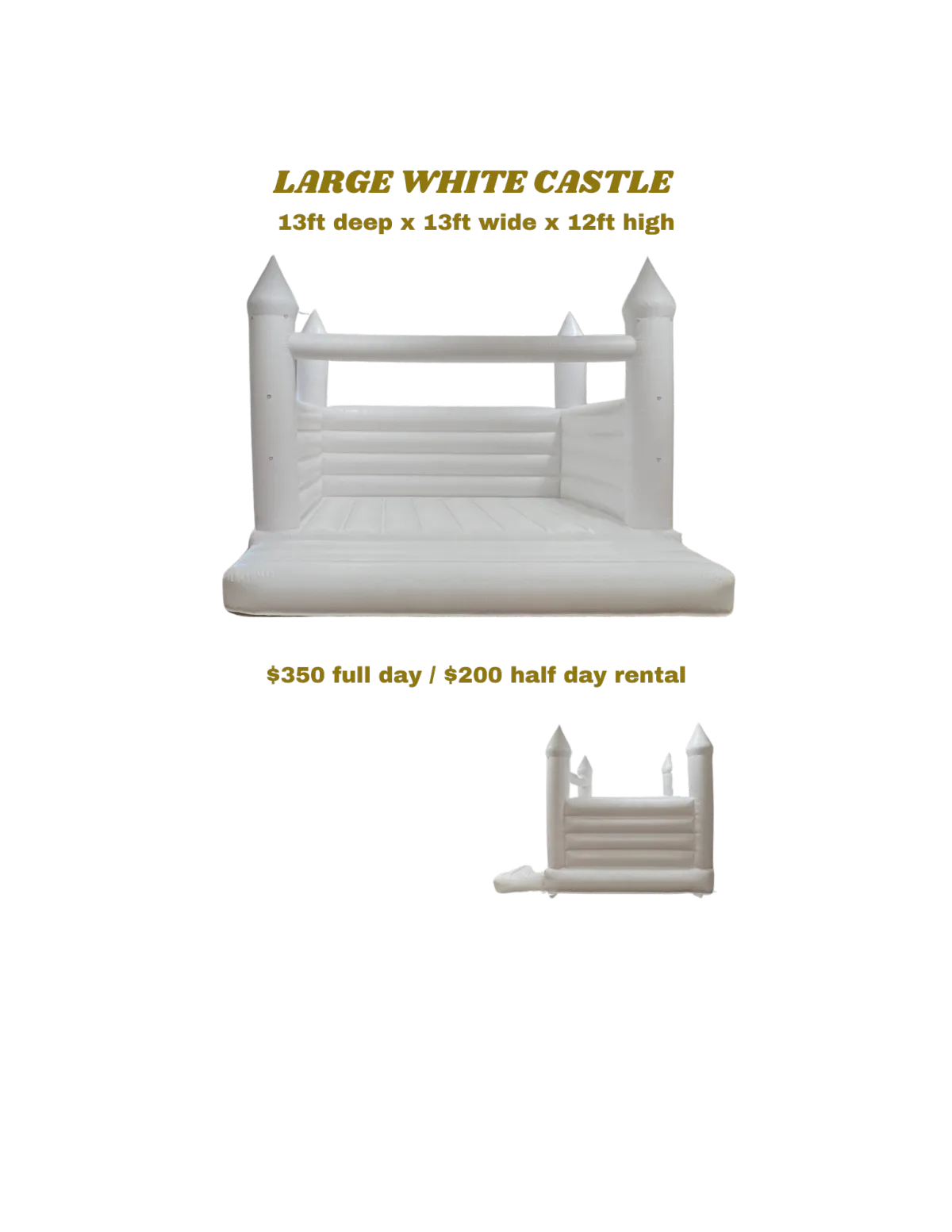 large white castle bounce house rental fort wayne, Indiana 