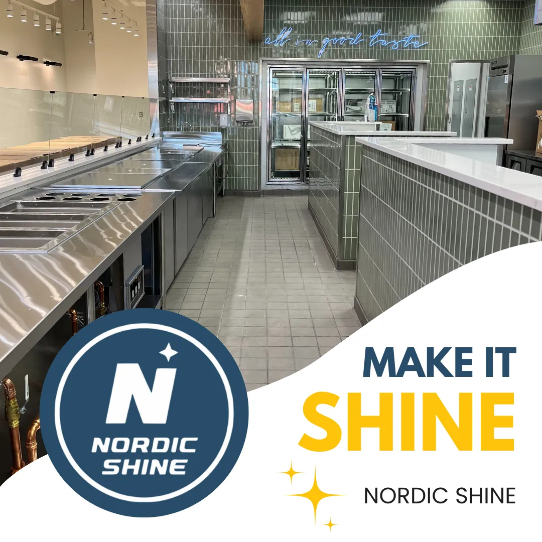 Professional cleaning crew working in a post-construction commercial environment