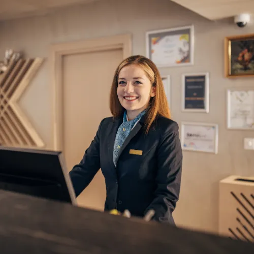 Hotel Receptionist during check in