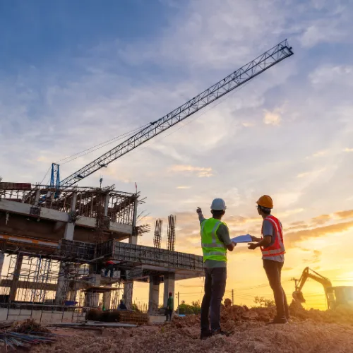 Construction site with cane