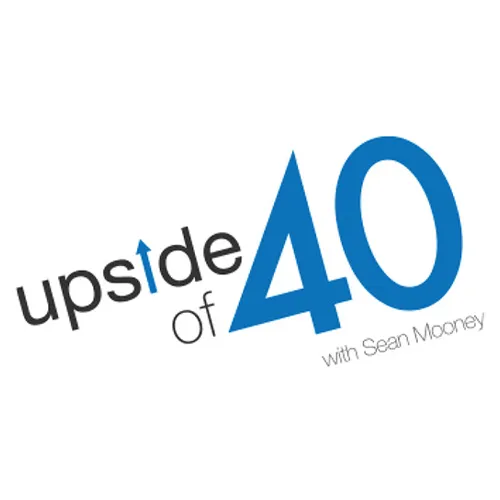 Black and blue professional logo for the 'Upside of 40 with Sean Mooney' podcast, designed by Adam Morrison