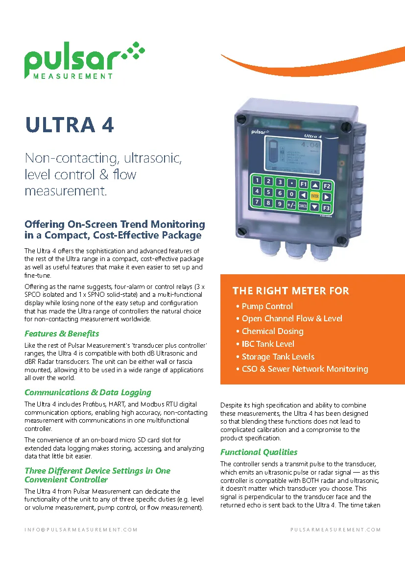 Pulsar Measurement Ultra 4 product brochure cover, designed by Adam Morrison.