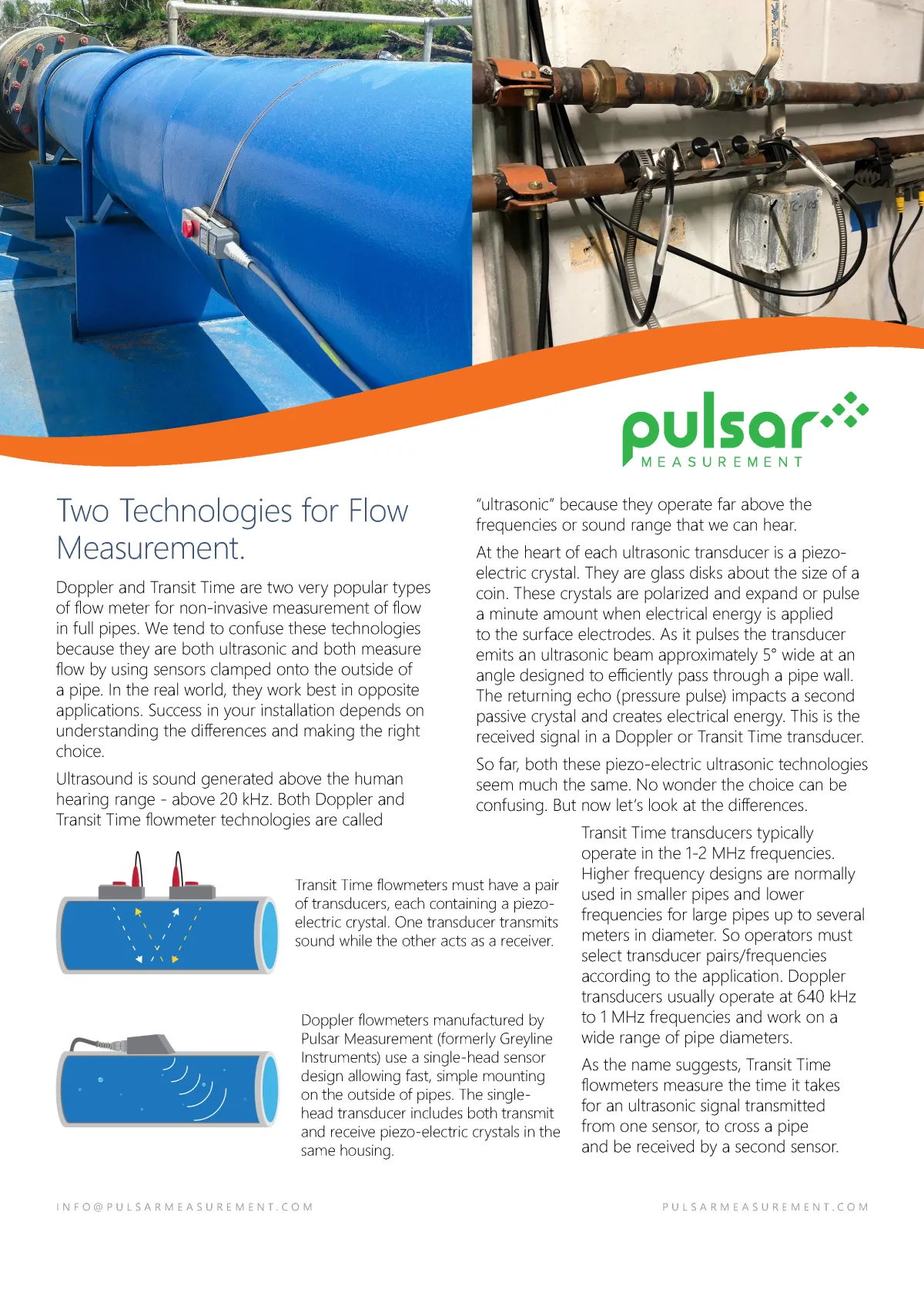 Two technologies document for Pulsar Measurement designed by Adam Morrison