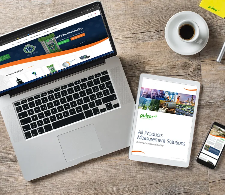 Various device mockups displaying Pulsar Measurement's website and mobile version, demonstrating a seamless, user-friendly experience across platforms.