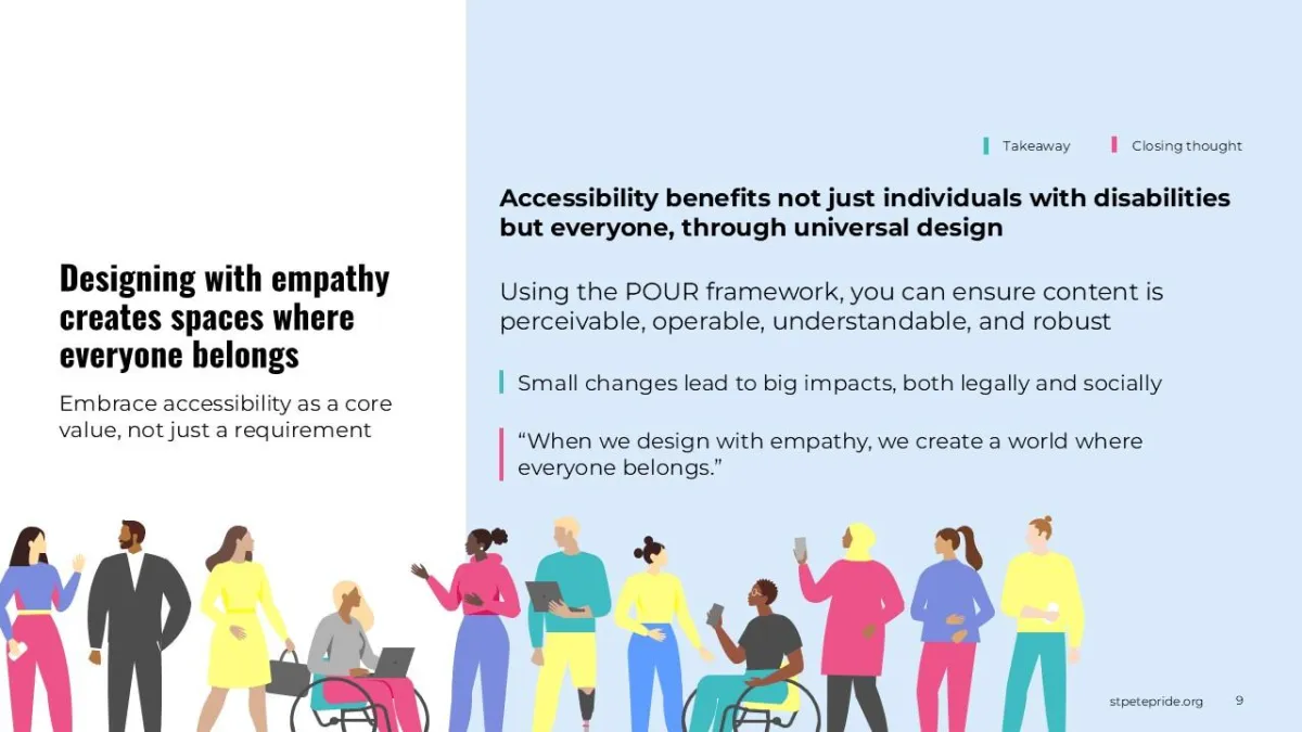 Illustration showing the impact of designing with empathy, emphasizing how universal design benefits everyone, including people with disabilities.