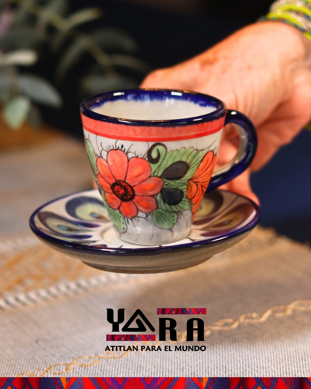 Bag filled with colorful yarn and knitting supplies