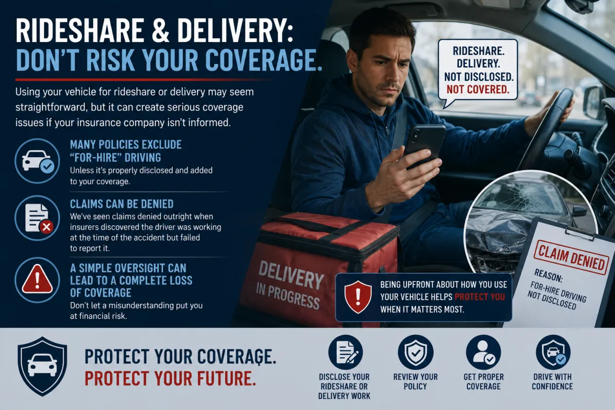 Rideshare and Delivery Driving: Tell Your Insurance