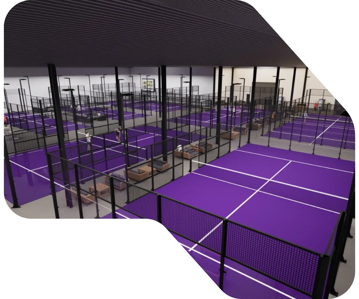 Visualisation of the padel courts at Evorra Padel from above