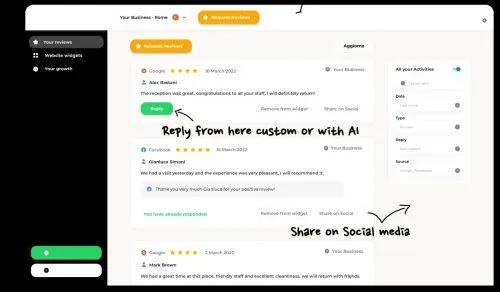 Quick Reviews dashboard