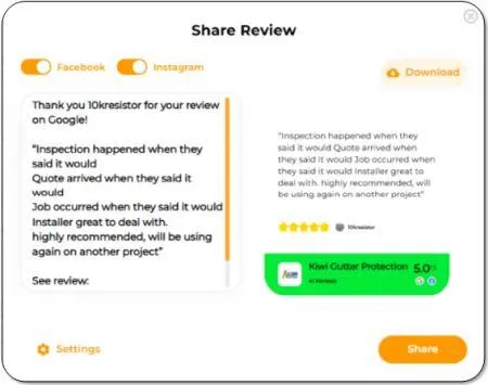 Sharing google reviews on social media