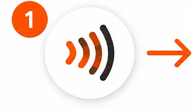 Tap NFC review card with a smartphone