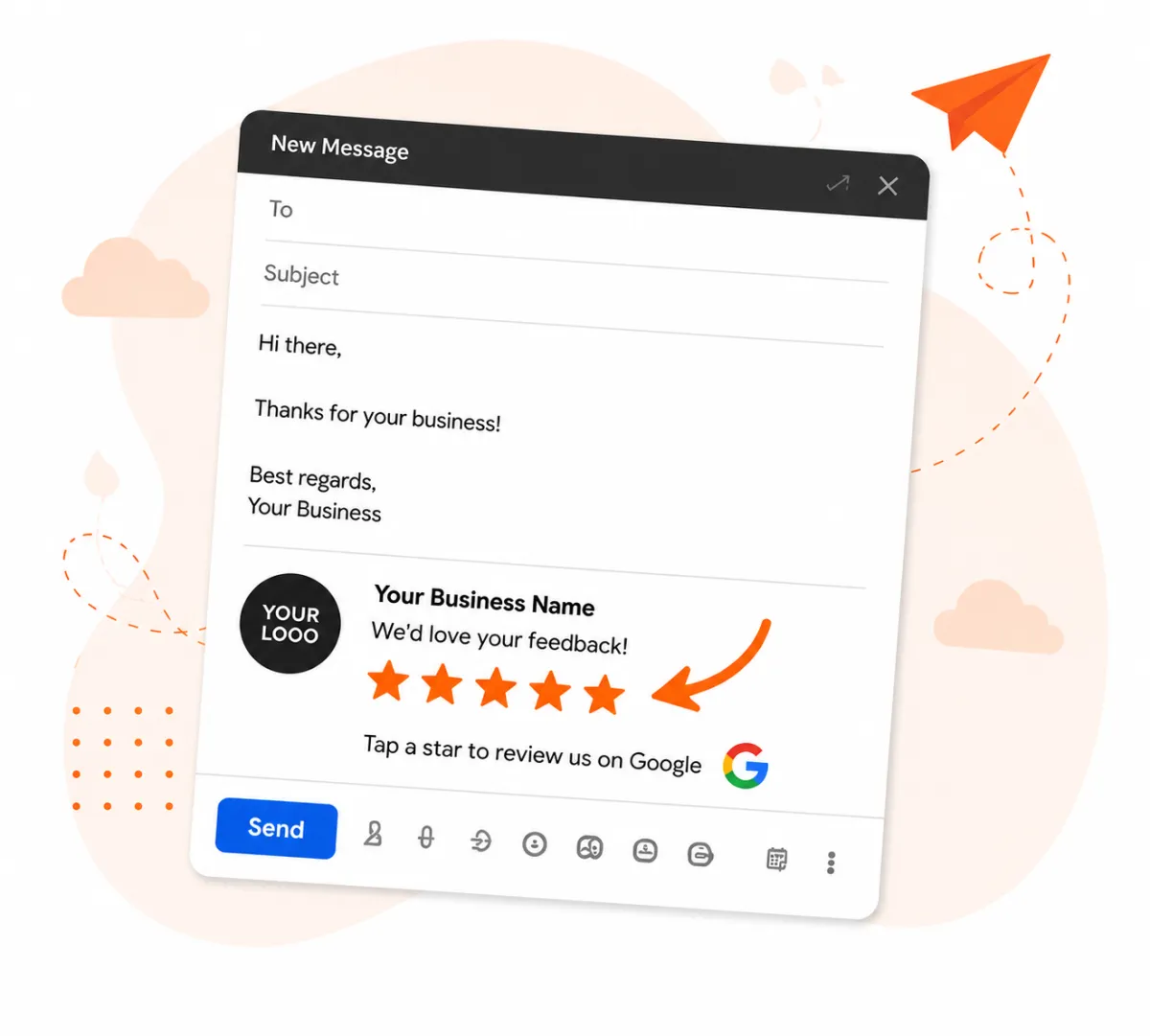 Quick Reviews Email Widget with clickable star ratings