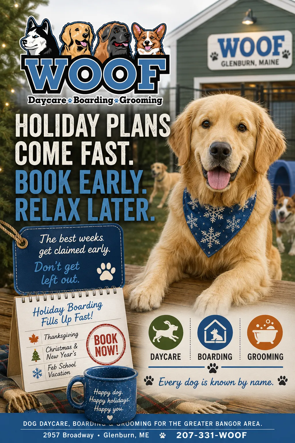 Why Holiday Dog Boarding in the Bangor Area Fills by Fall — and How Not to Get Caught Without a Spot