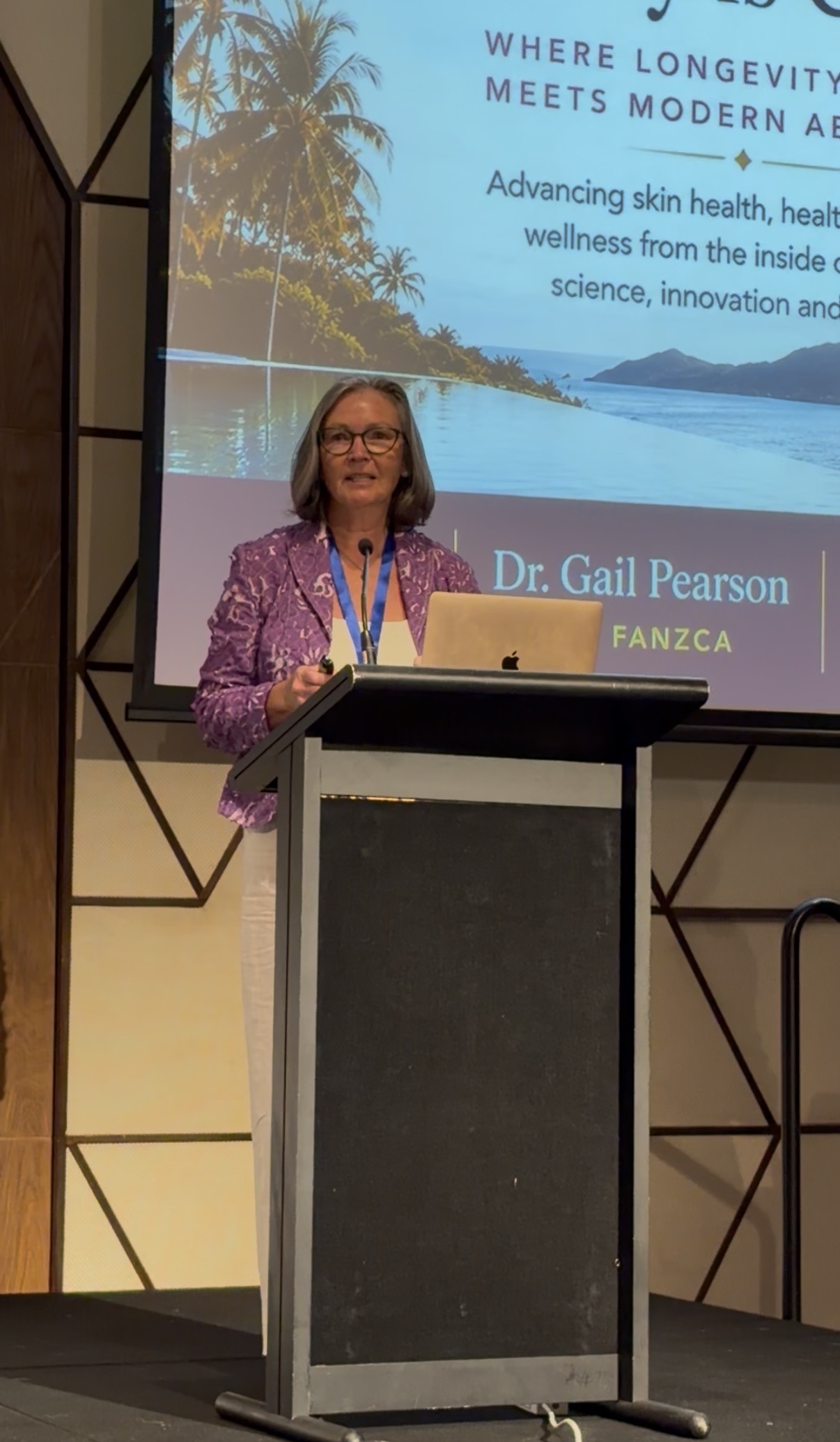 Dr Gail Pearson presenting at the CIDESCO World Congress 2026 in Fiji