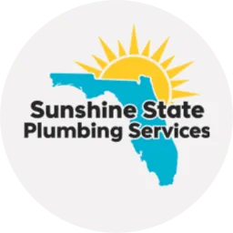 Sunshine State Plumbing Services logo featuring the state of Florida and a sun, representing reliable plumbing solutions in Citrus Springs, FL.