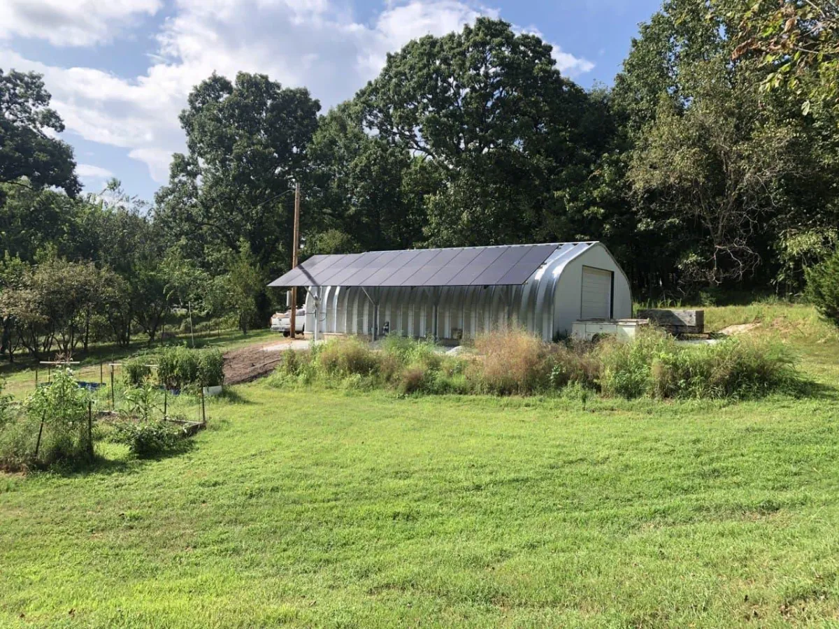 solar panels on a shed