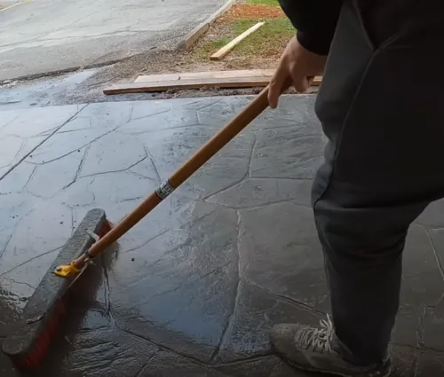 brushing stamped backyard patio