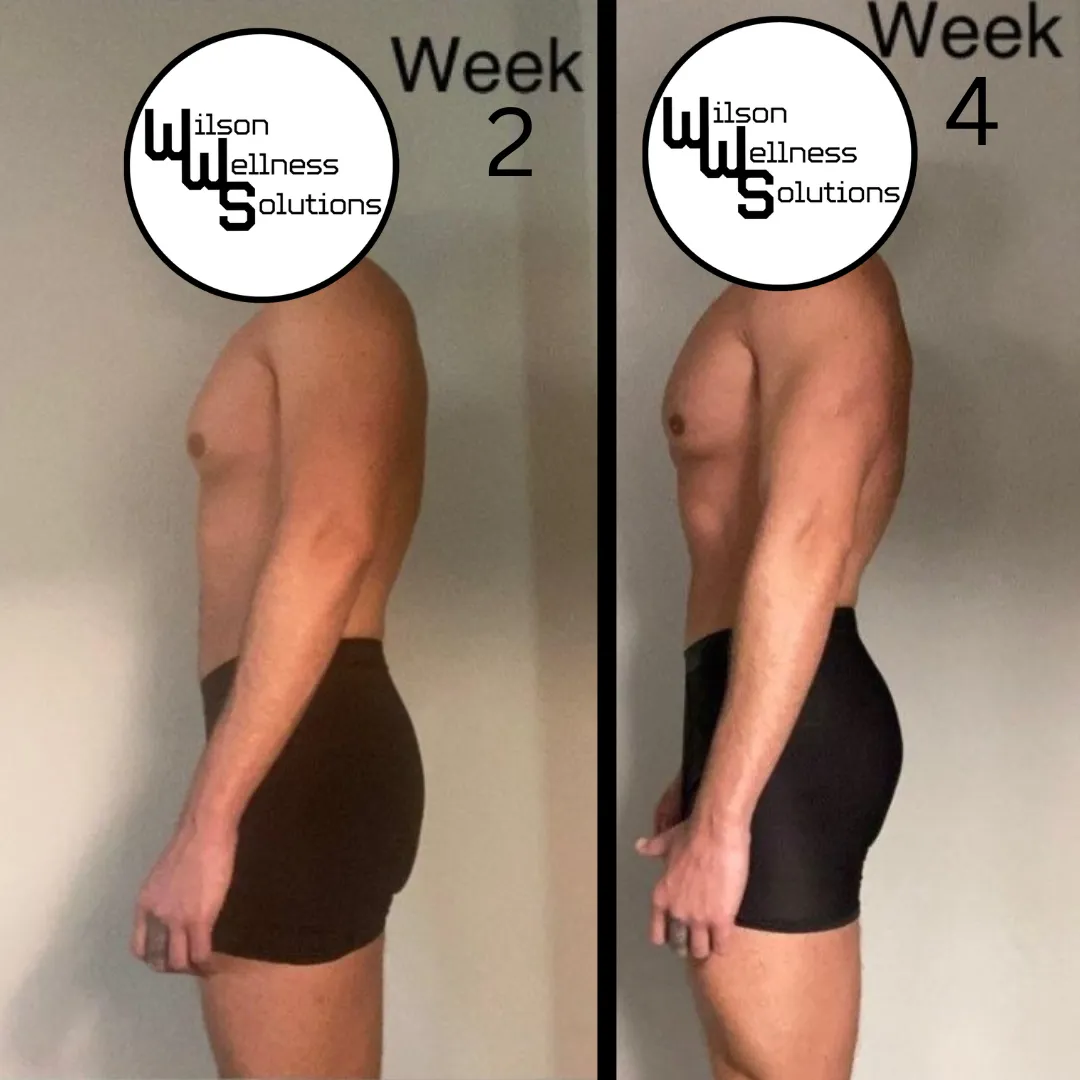 Man fitness client muscle building transformation
