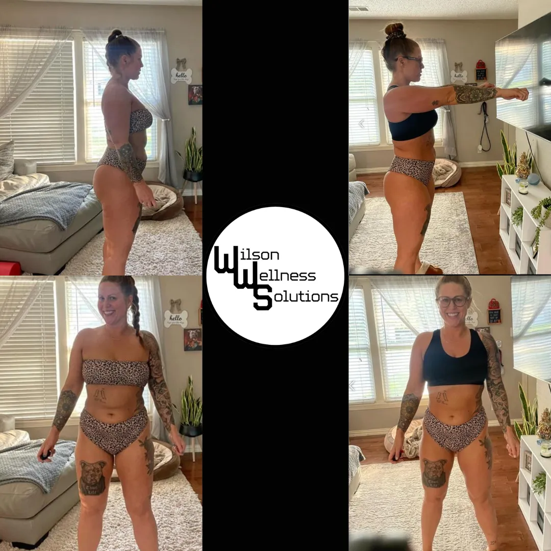 Woman fitness client toned transformation