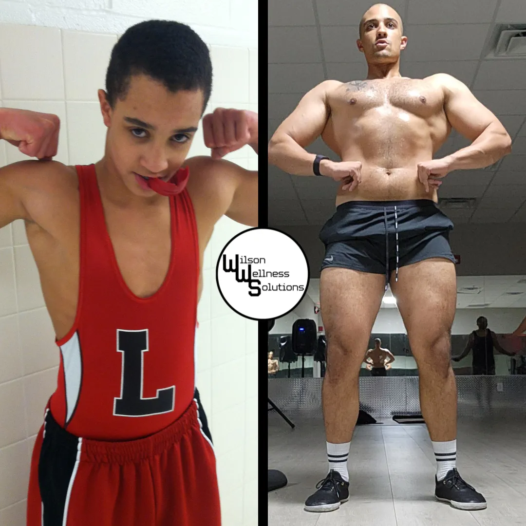 Man fitness client muscle building transformation