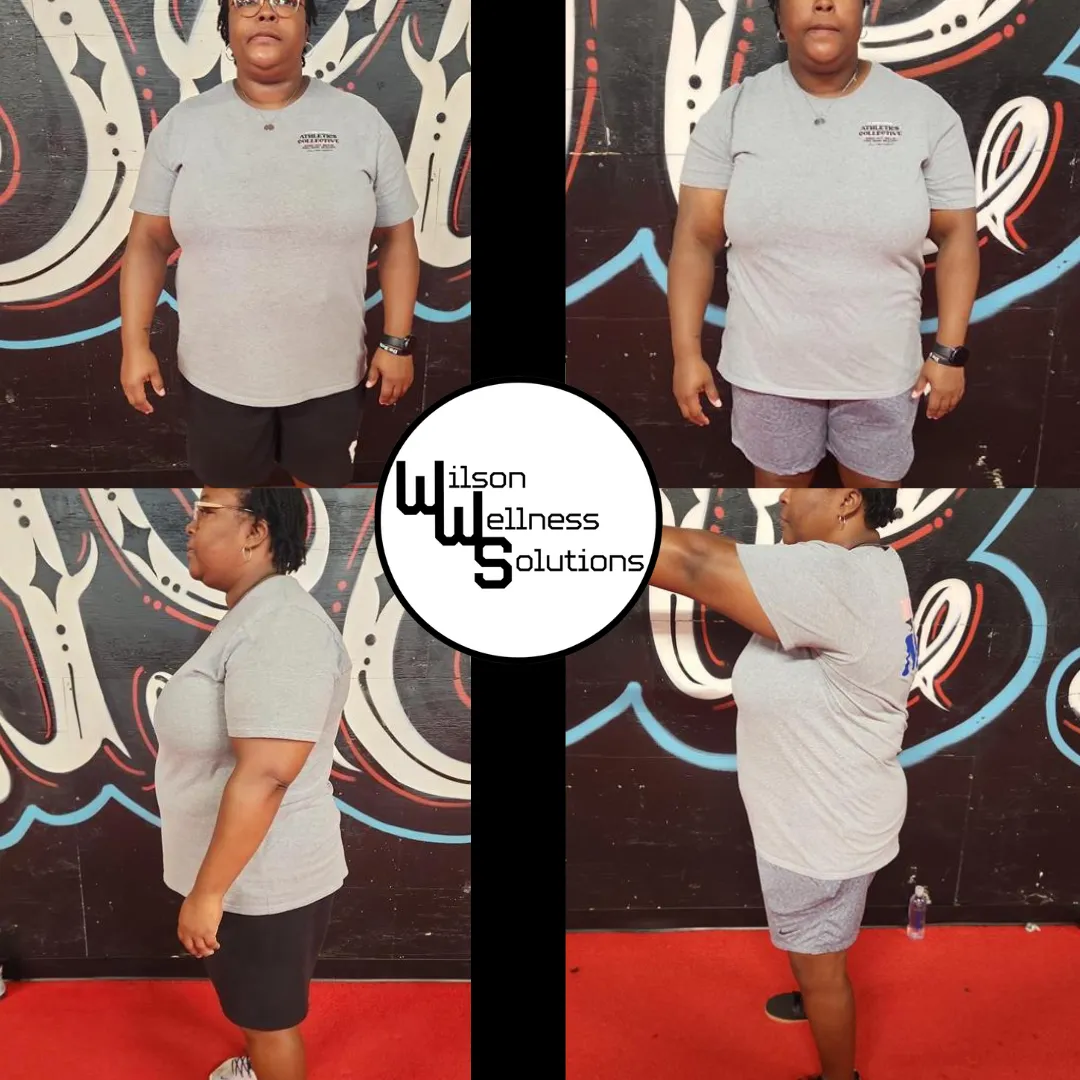 Woman fitness client weight loss transformation