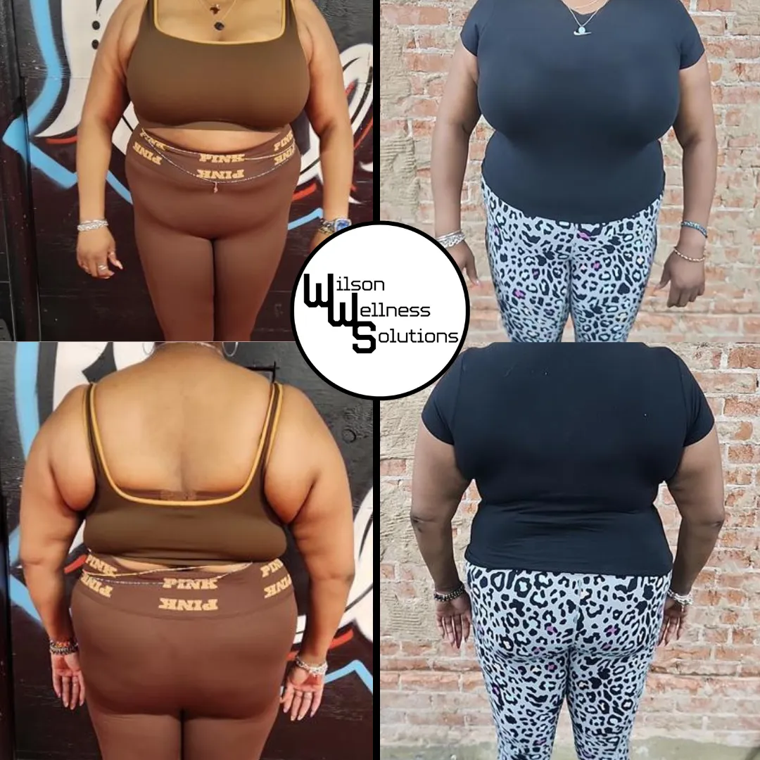 Woman fitness client weight loss transformation