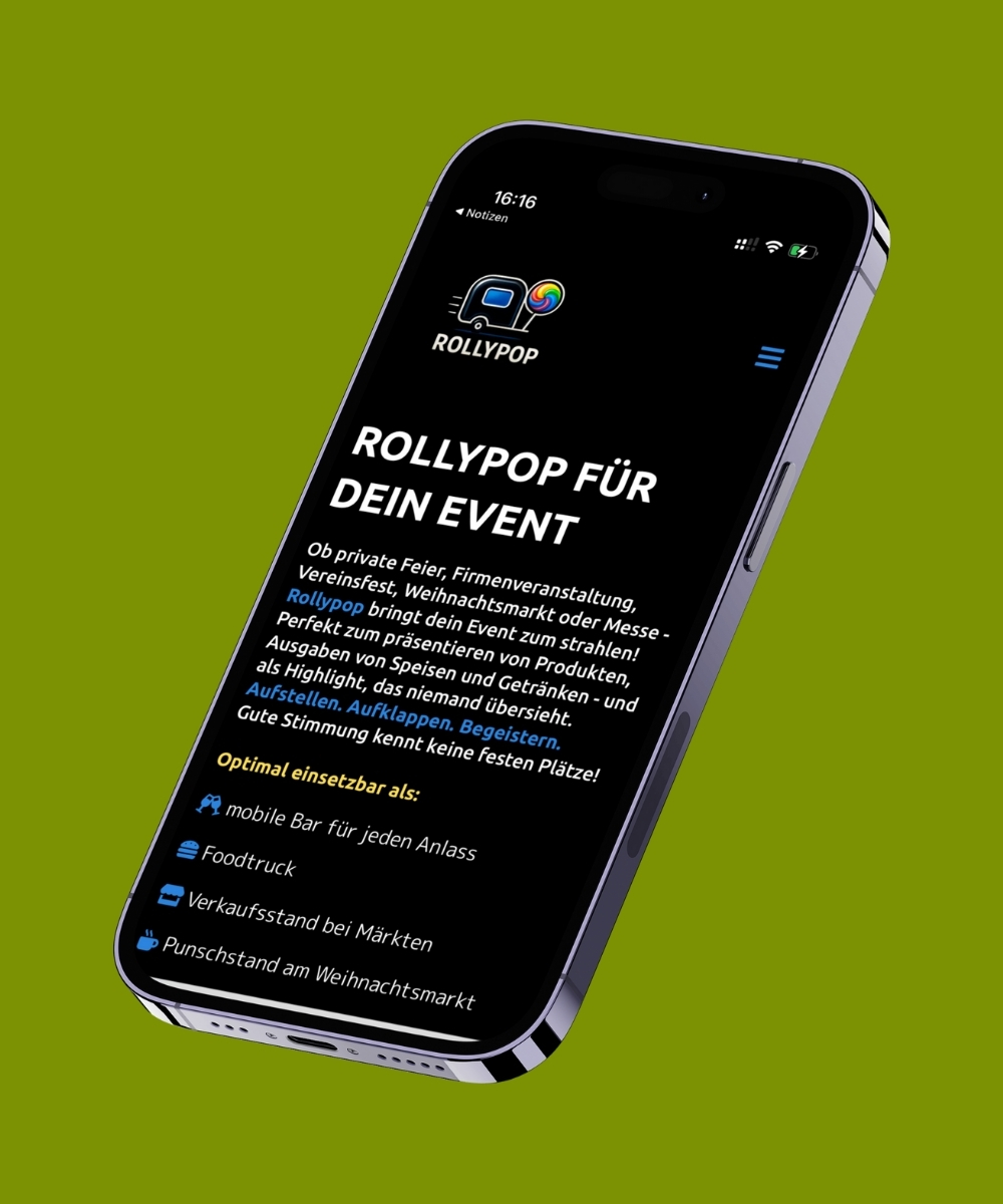 Smartphone mit Bild einer Website