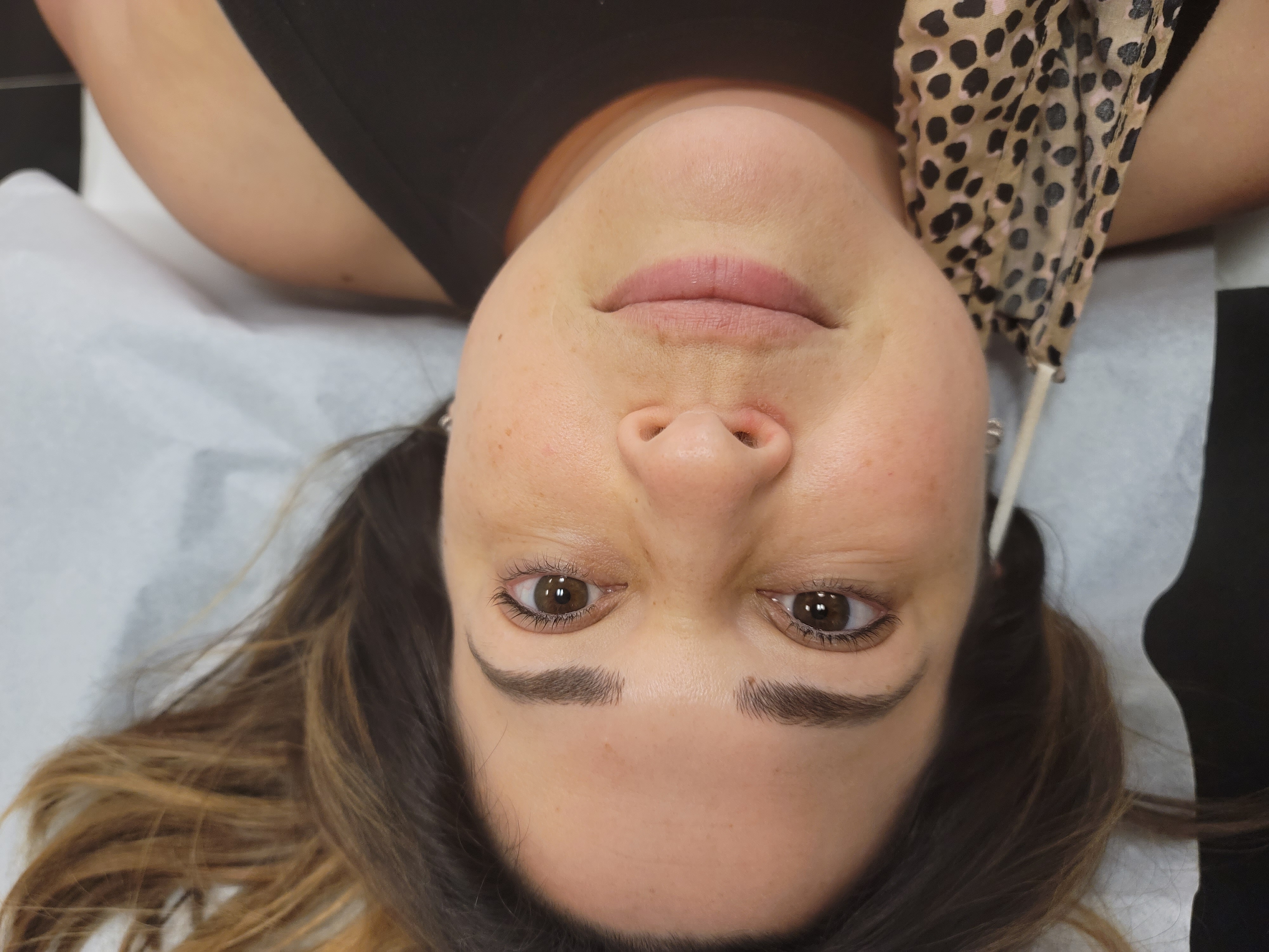One year healed nano brows, natural hair strokes still crisp — PhiBrows technique