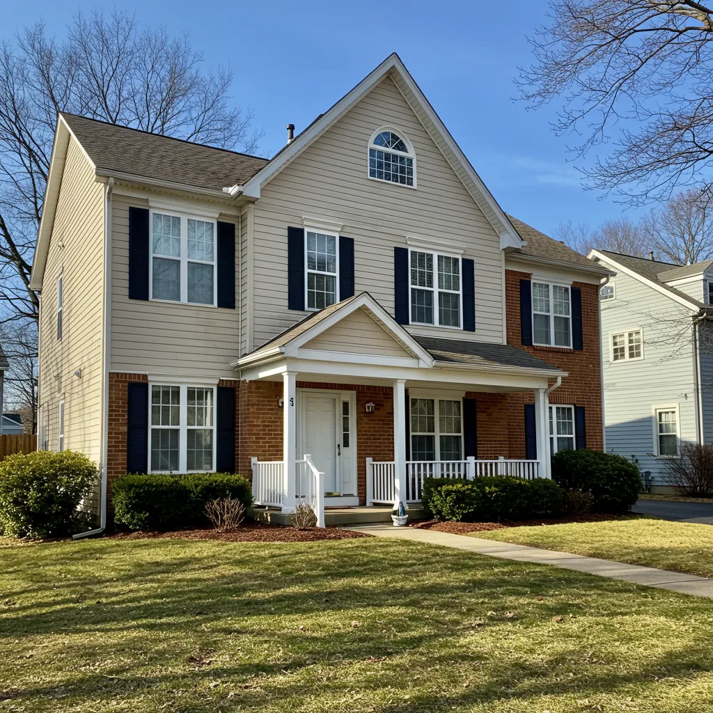 A confident, smiling real estate agent in a modern, sunlit home interior, holding a clipboard and greeting a diverse couple. The background features tasteful decor and large windows, conveying trust and professionalism. 3:2 aspect ratio.