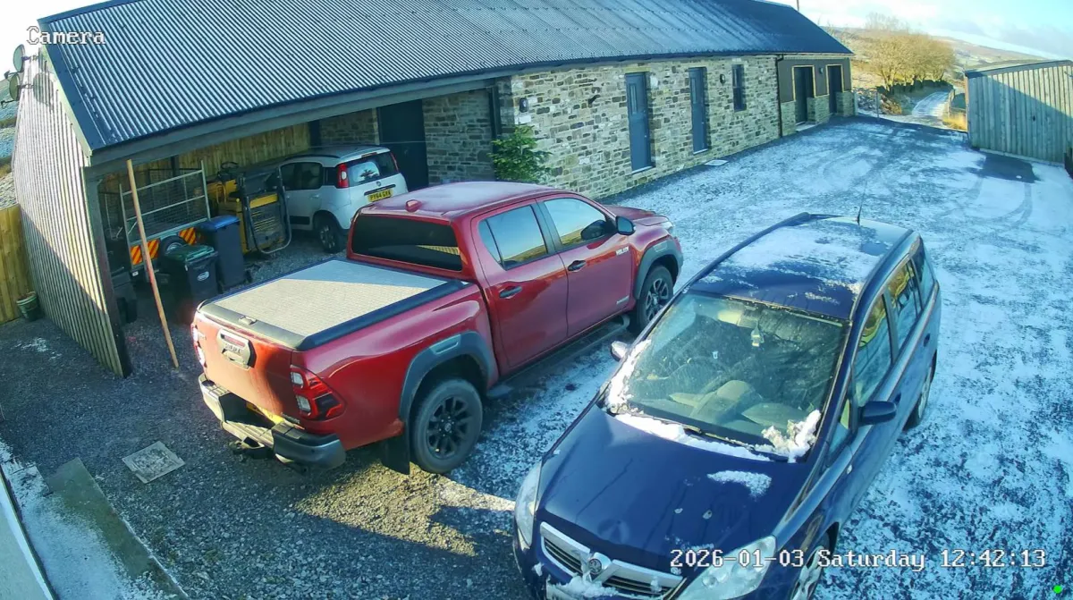 4k cctv camera image showing driveway 