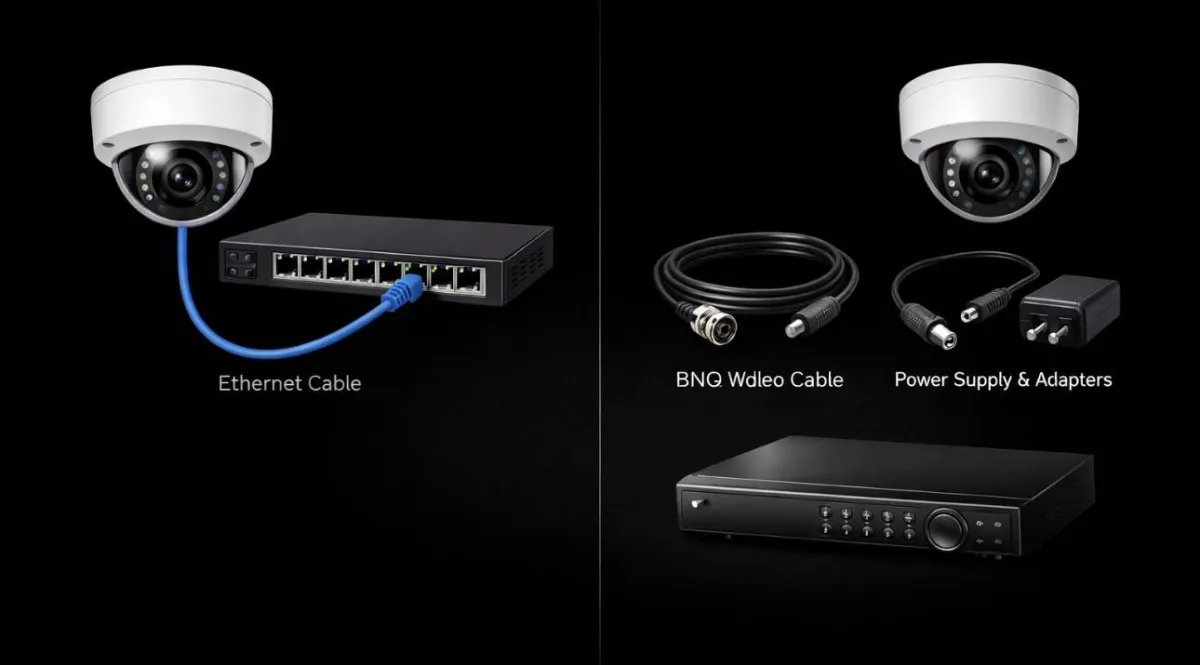 diagram showing the difference between analogue CCTV cameras and ip CCTV cameras