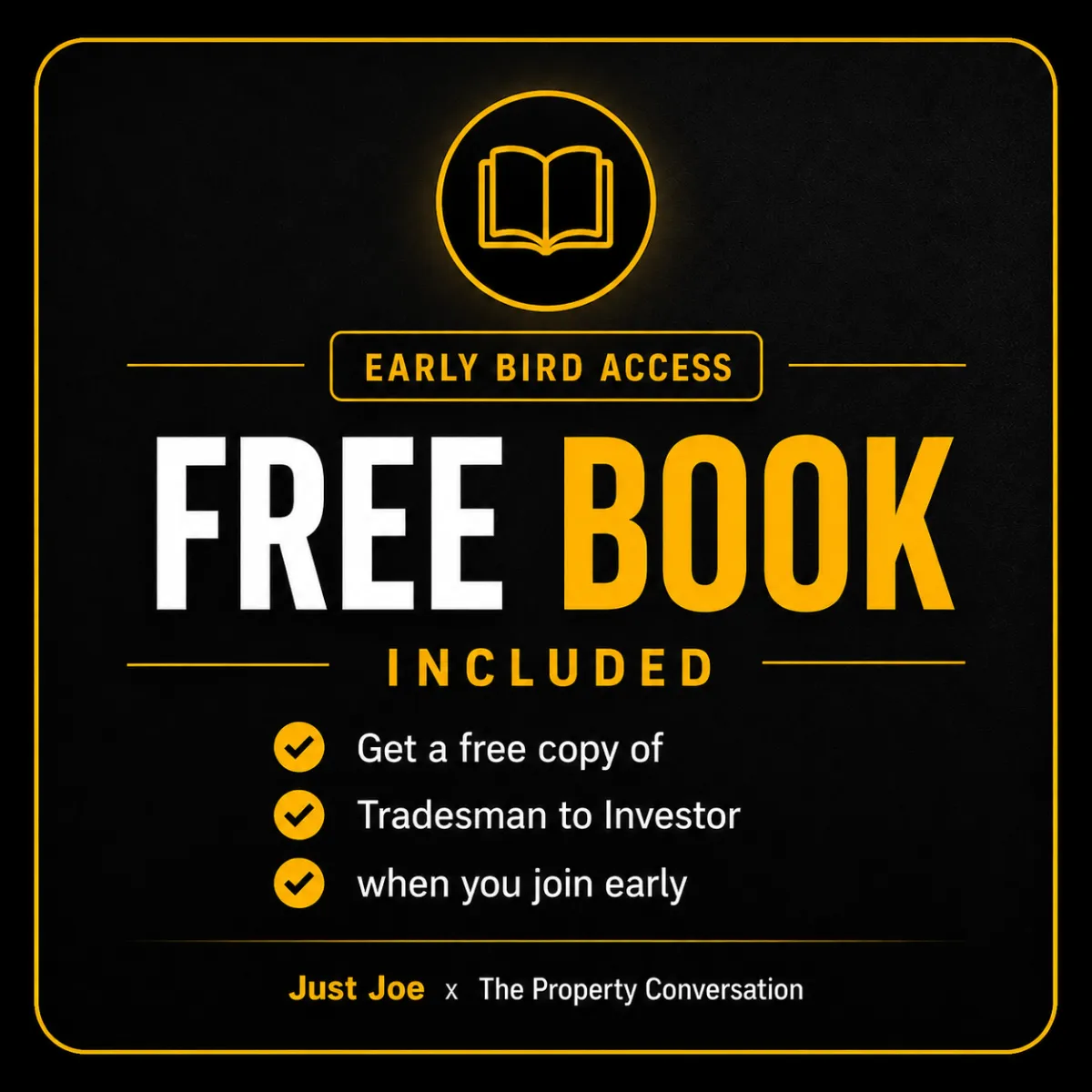 Free book included with Tradesman to Investor early bird access