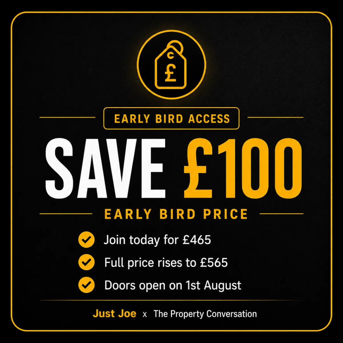 Save £100 with early bird access