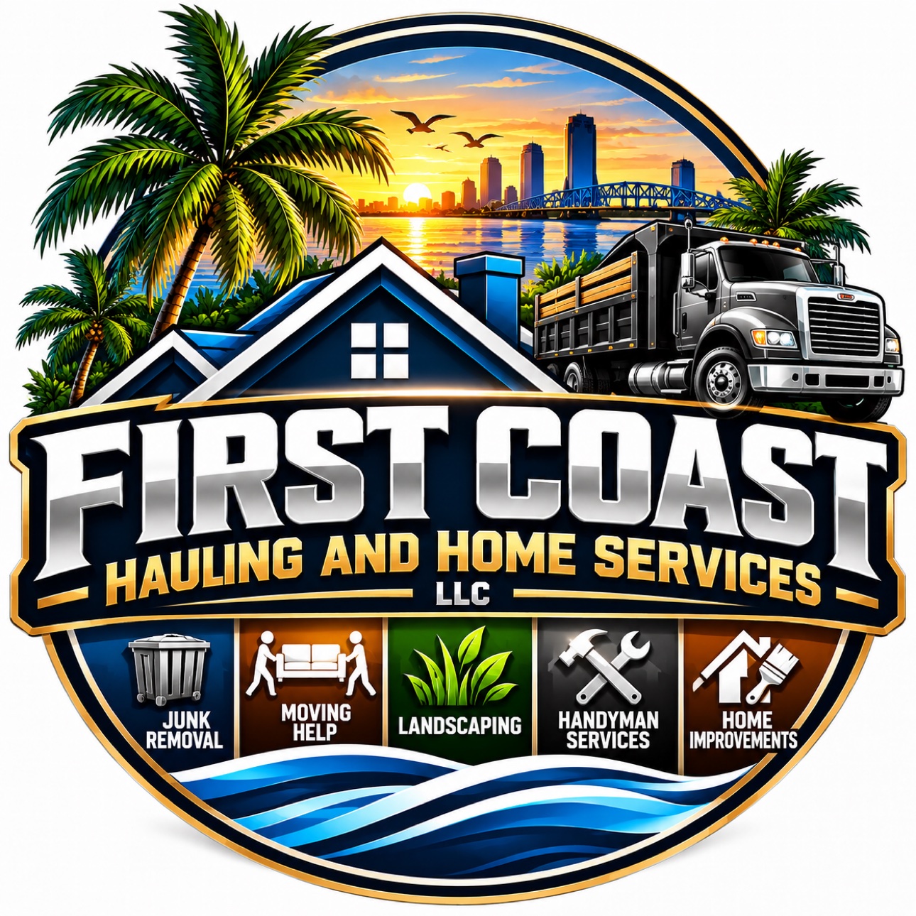First Coast Hauling and Home Services Veteran Logo
