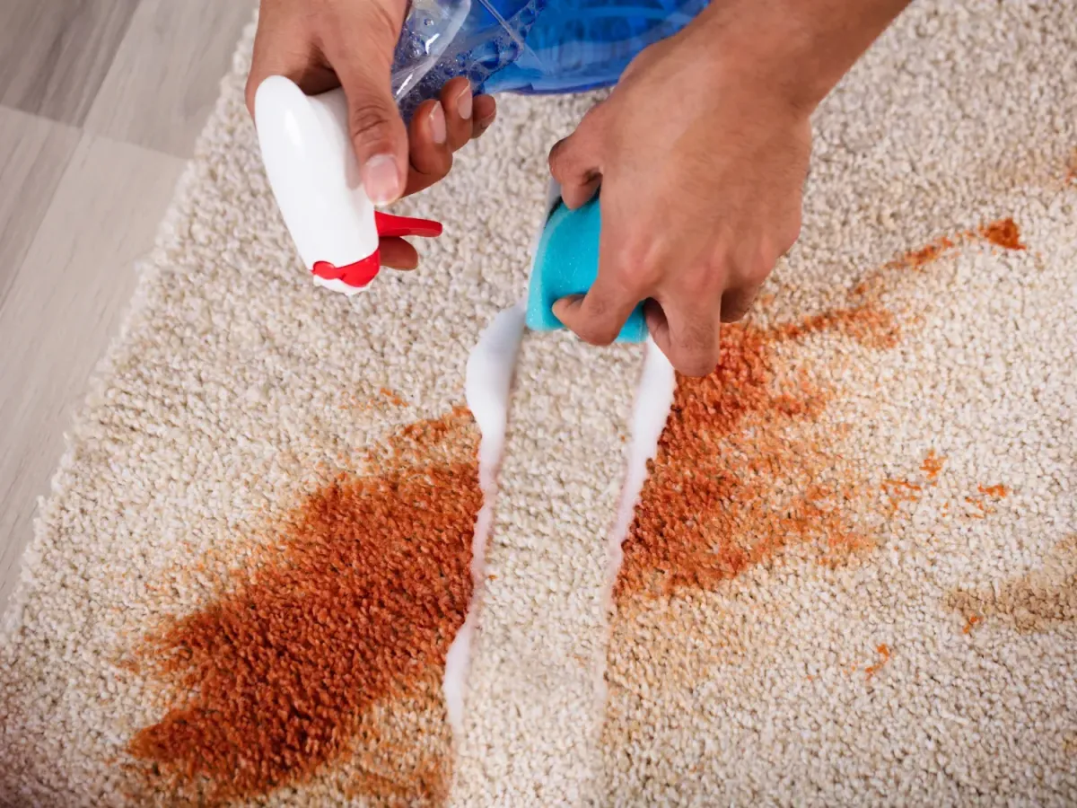 A Carpet Being Treated For Stains.