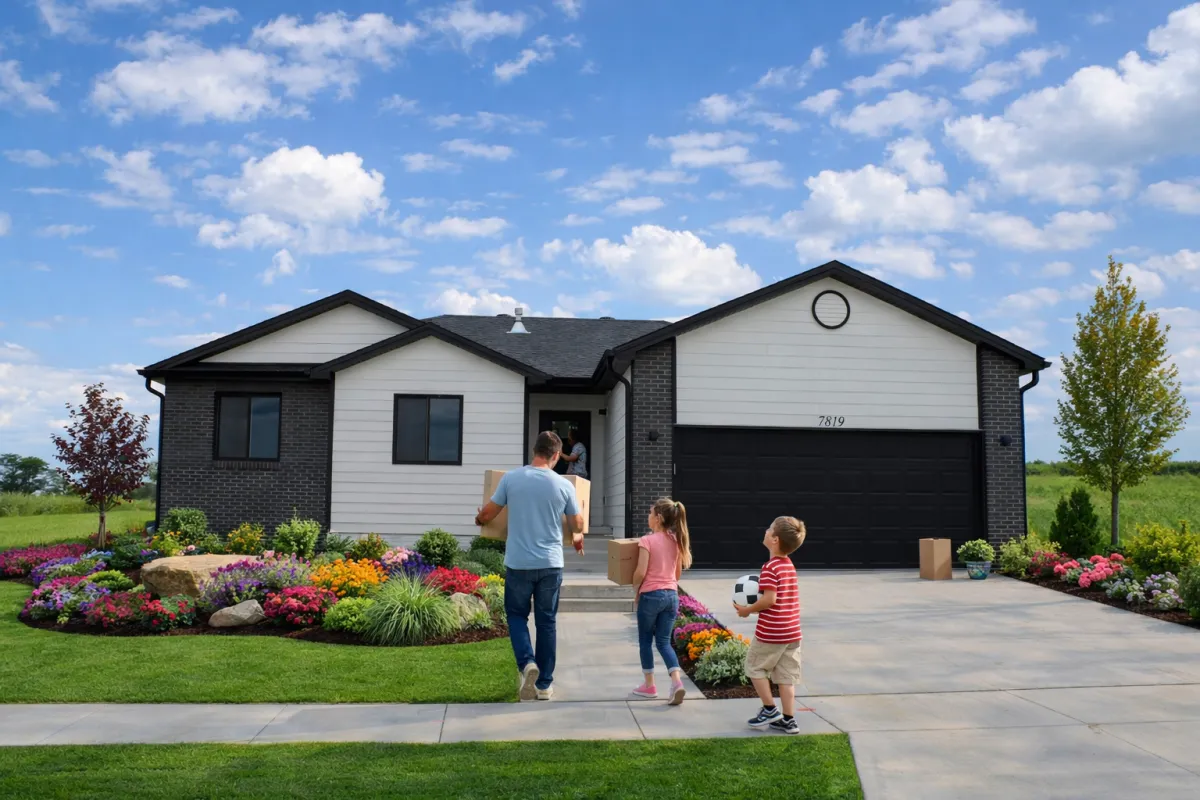 [Photo of a finished custom home exterior]