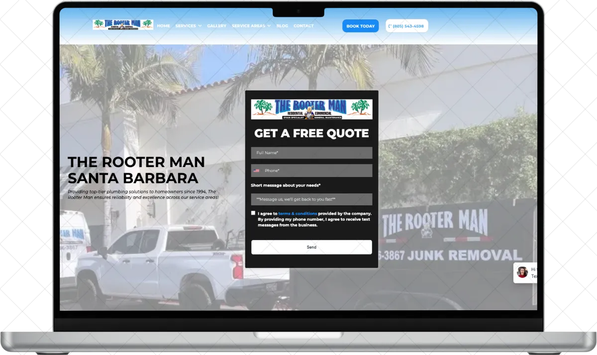 Example contractor website built by Plumors for a local plumbing company.