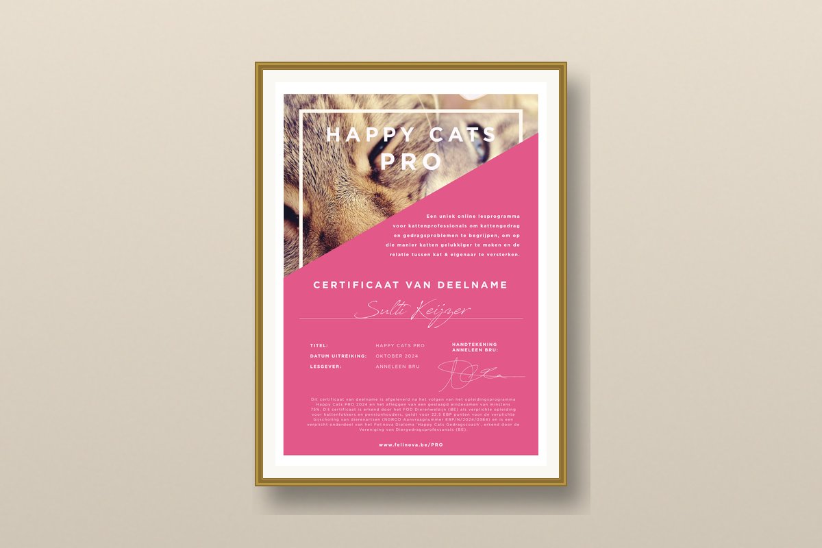 Happy Cats PRO Keurmerk Certificaat
